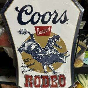 Coors Banquet Rodeo Metal Sign – “The Original Cowboy” Bull Rider Wall Art‎